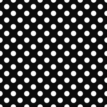 seamless retro background with white dots on a black background.