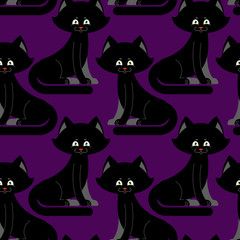 Black Cat seamless pattern. pet ornament. Animal Texture for childrens cloth