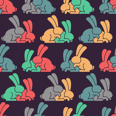 Bunny sex pattern. rabbit intercourse ornqment. Hares background. Animal reproduction texture