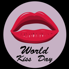 World kiss day. Red lips.