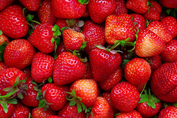 Background with ripe fresh red strawberry. Sweet berry.