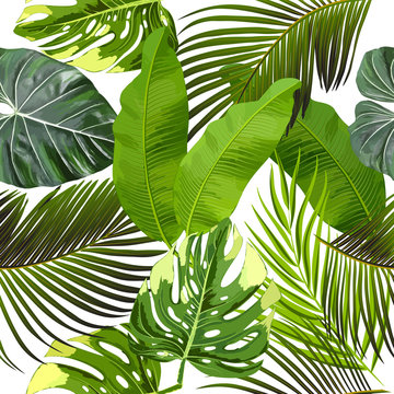 Leaves of palm tree seamless pattern © Artlu