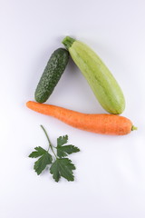Cucumbers, zucchini and carrots for salad