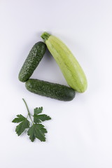 Cucumbers, zucchini and carrots for salad