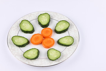 Cucumbers, zucchini and carrots for salad