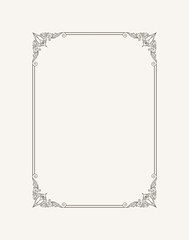 Vintage calligraphic frame. Black and white vector border of the invitation, diploma, certificate, postcard