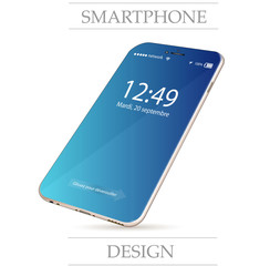 Fototapeta na wymiar New high tech full screen smartphone blue 