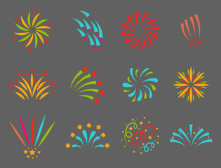 Obraz premium Firework vector illustration celebration holiday event night explosion light festive party