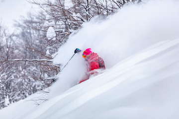 good skiing in the snowy mountains, Carpathians, Ukraine, good winter day, ski season