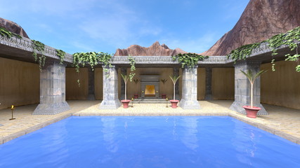 プールのある中庭