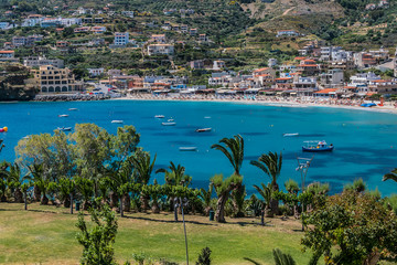 Fototapeta na wymiar The beautiful coast and the bay of Agia Pelagia near Heraklion, Crete, Greece.