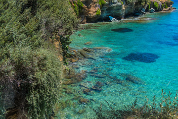 The beautiful coast and the bay of Agia Pelagia near Heraklion, Crete, Greece.