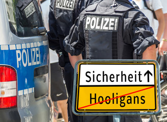 Sicherheit/Hooligans Fußball Schild