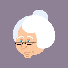 Grandmother portrait. Old woman face. crone isolated. gammer with glasses