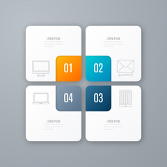 Business infographics template 4 steps with square