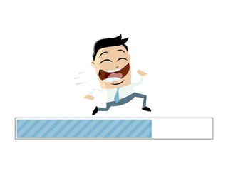 running businessman with progress bar