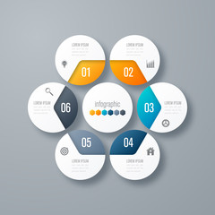 Design infographic template 6 steps