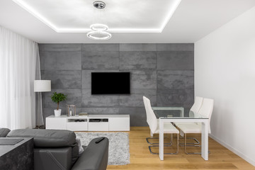 Living room with glass table