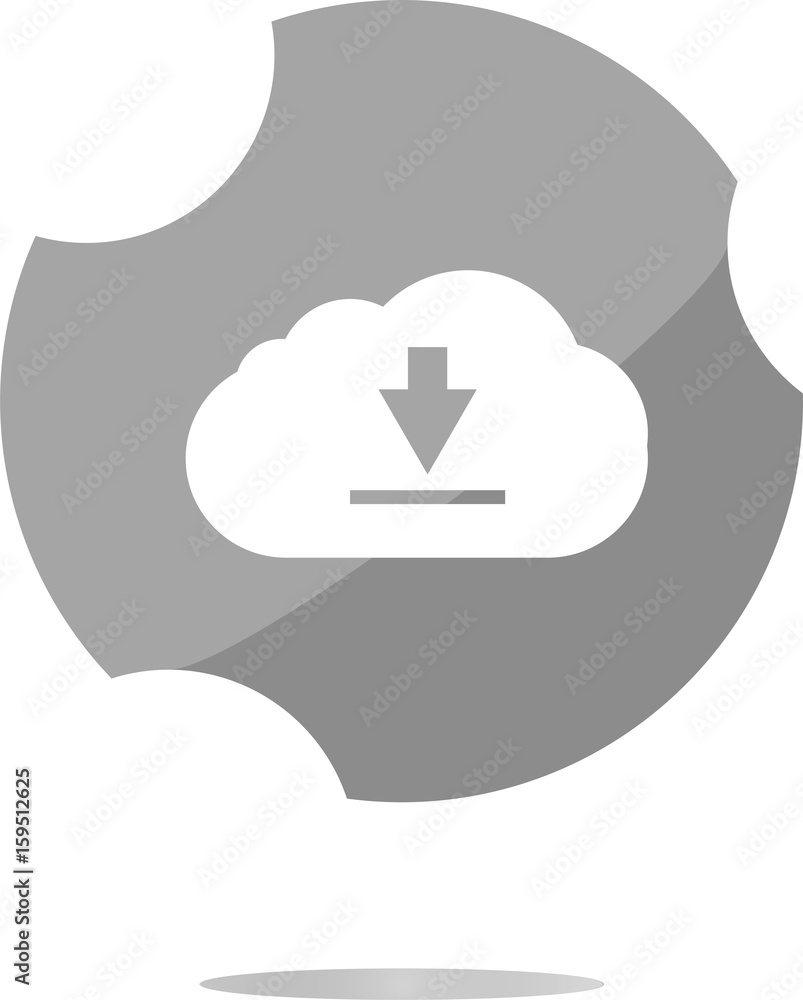 Poster abstract cloud icon. upload button. load symbol. round button