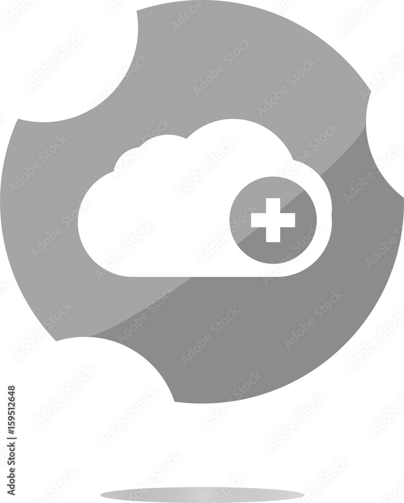 Poster web icon on the clouds with plus sign