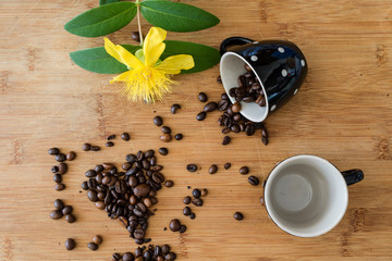 top view of coffee preparation
