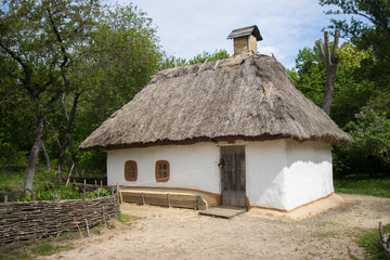 Traditional ukrainian old house with straw roof
