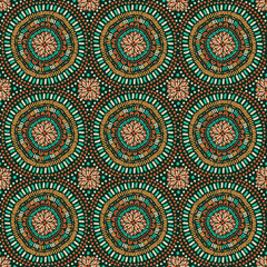 Seamless ethnic background,  kaleidoscopic ornament. Vector illustration.