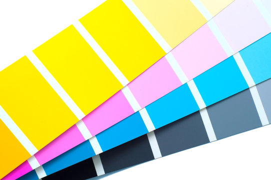 CMYK colors palette. Colour card with samples of paint