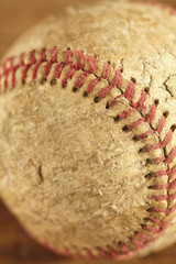 Fototapeta na wymiar an old, worn, American, baseball