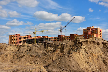 Construction of an apartment building in a new area