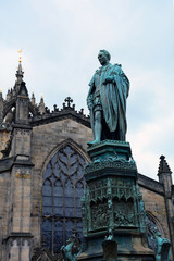 Fototapeta na wymiar Statue of Walter Francis Montague Douglas Scott, Edinburgh, Scot