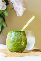 Healthy Green Smoothie and Peonies