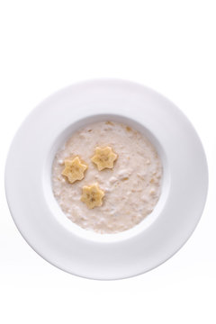 Natural baby food: multi-grain cereal with banana