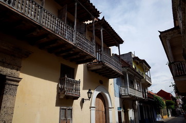 Fototapeta na wymiar A pretty street in Cartagena, Colombia