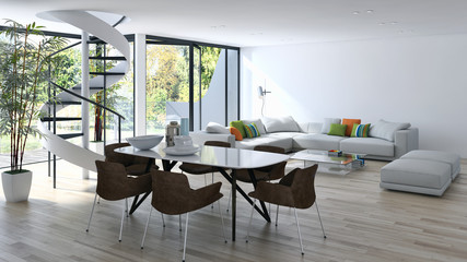 Modern living room. 3D rendering