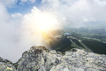 Mountain landscape on a cloudy day with rain clouds. Tatra Mountains.