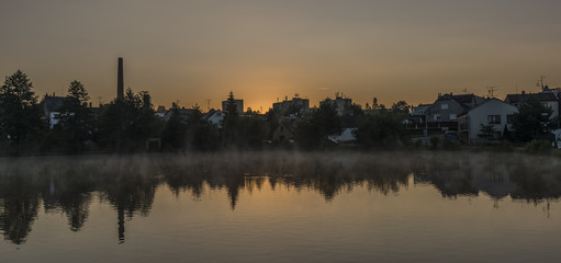 Naklejka premium Spring sunrise in Dacice town