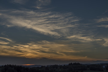 Orange sunset near Roprachtice village