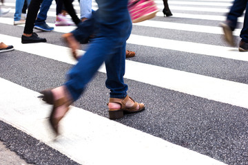 Woman crossing the street