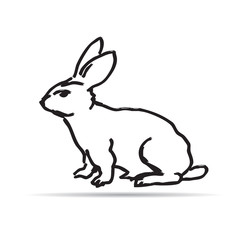 Fototapeta na wymiar Black hand drawn animal. Rabbit Illustration