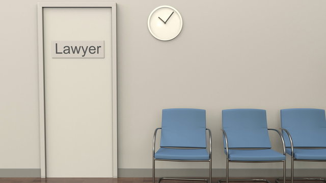 Waiting Room At Lawyer Office. Law Practice Concept. 3D Rendering