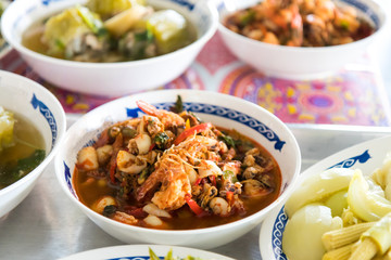 Curry shrimp with squid.
