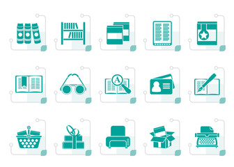 Stylized Library and books Icons - vector icon set