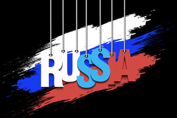 The word Russia hang on the ropes