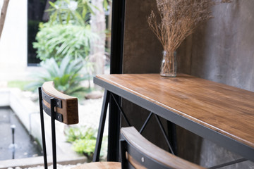 Obraz na płótnie Canvas table and chair in food court, cafe, coffee shop, restaurant interior