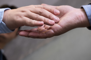 Business people shaking hands after finishing up a meeting. Businessman handshaking after conference. teamwork, partnership, collaboration, corporate concept.