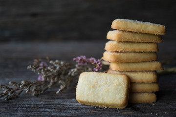 Homemade cookies on wood background