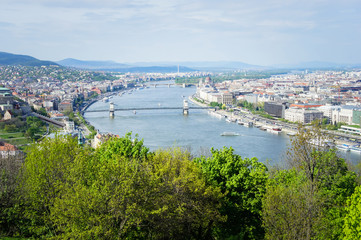 Fototapeta na wymiar View of Budapest city and Danube river, Hungary.
