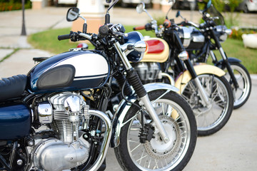 Row of Classic Motorcycle parking