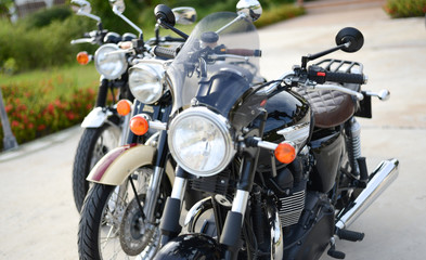 Naklejka premium Row of Classic Motorcycle parking